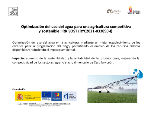 Optimización del uso del agua para una agricultura competitiva y sostenible: IRRISOST (RYC2021-033890-I)